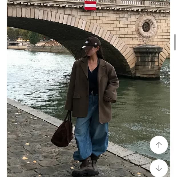 베이델리 헤링본 누빔 오버핏 블레이저 자켓