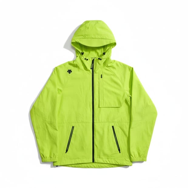데상트 형광 바람막이 후드 자켓