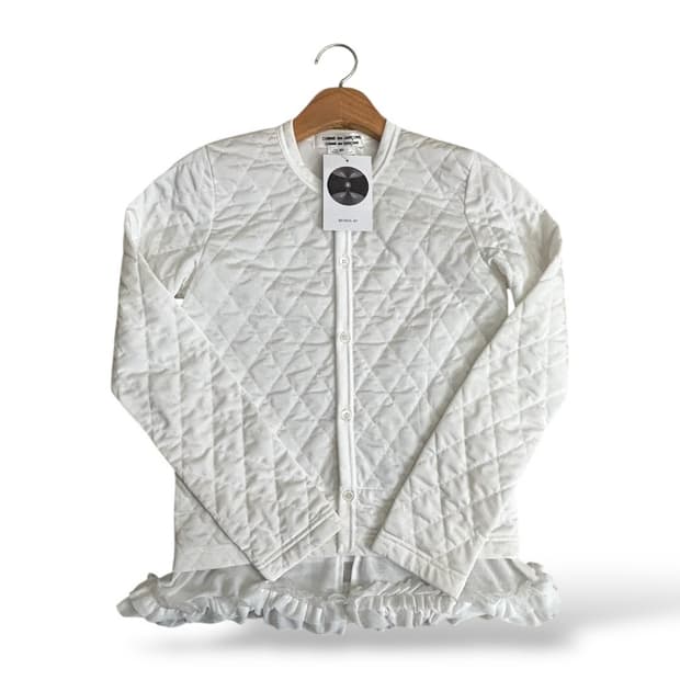 꼼데가르송 퀼팅 레이스 화이트 가디건
