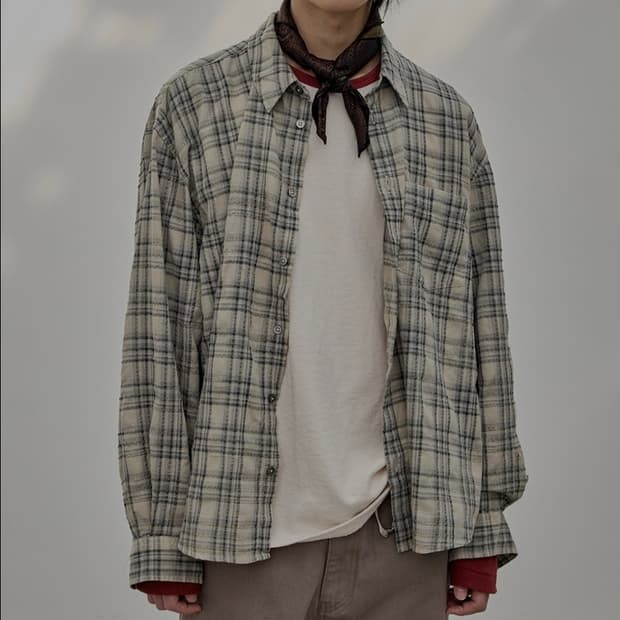 해칭룸 Classic Shirt Over Dyed Check Butter