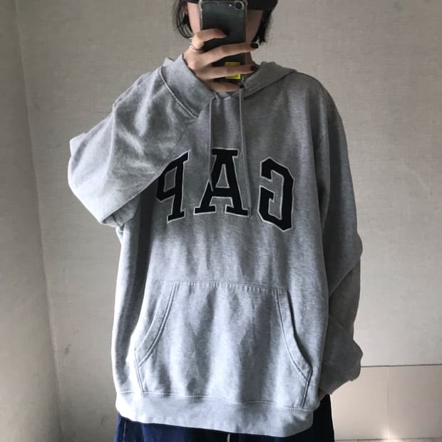 갭 그레이 오버핏 후드티