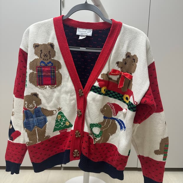 sweater loft 곰돌이 니트 가디건