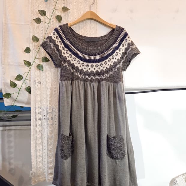 노르딕 반팔 니트 원피스