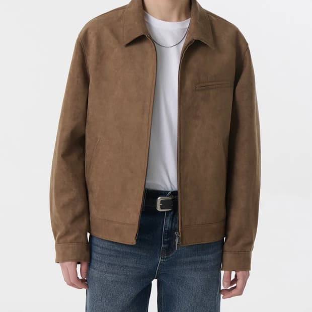 (L) 무탠다드 신세틱 스웨이드 워크 재킷 [라이트 브라운]