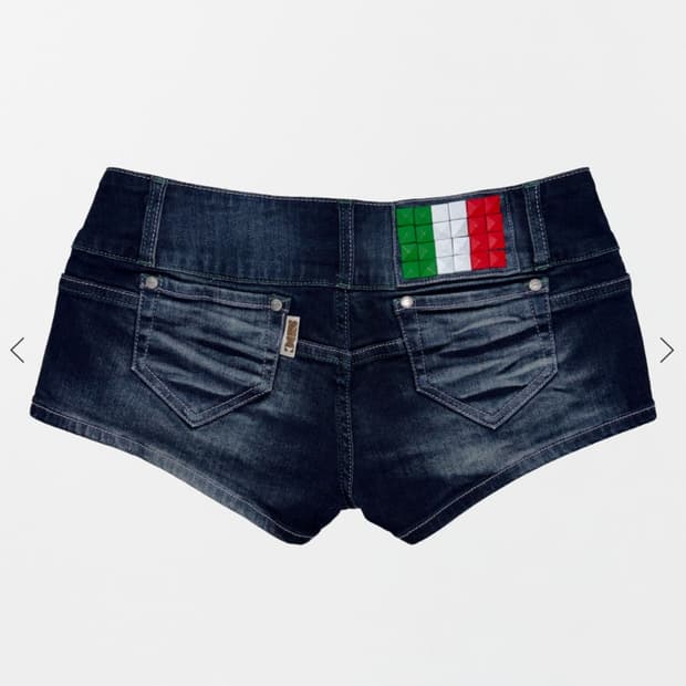 Sculptor Studded Denim Shorts Mid Blue
