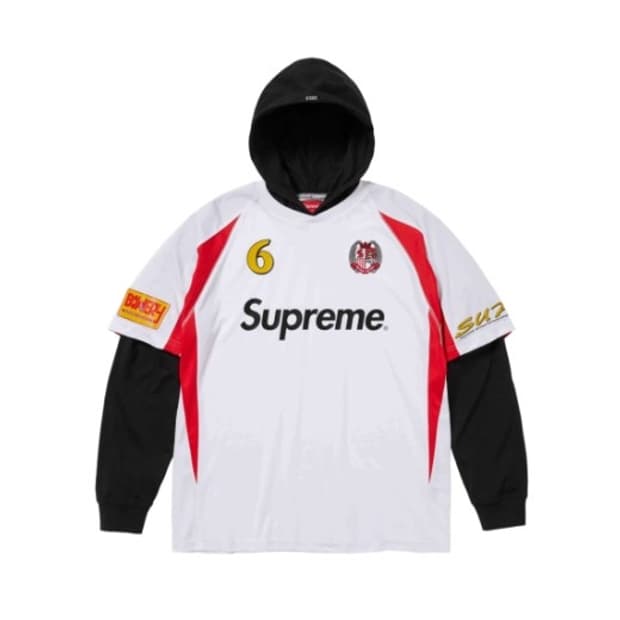 [L] 슈프림 후드 사커 저지 화이트 - 23FW