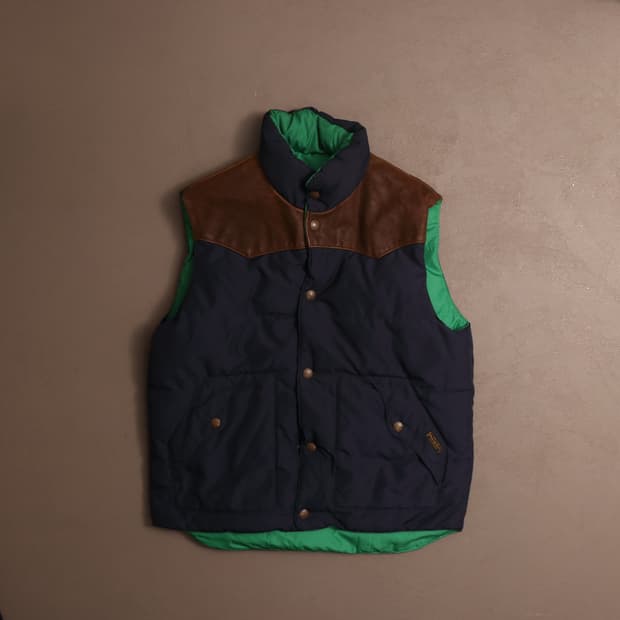 90's 폴로 랄프로렌 페더베드 레더 조끼패딩 A1783