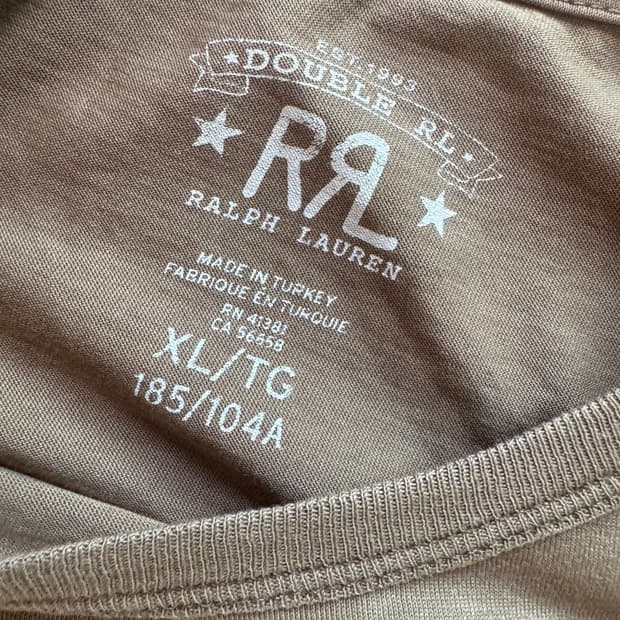 RRL 더블알엘 가먼트다이 포켓 티셔츠  XL빈티지 브라운 (새상품)