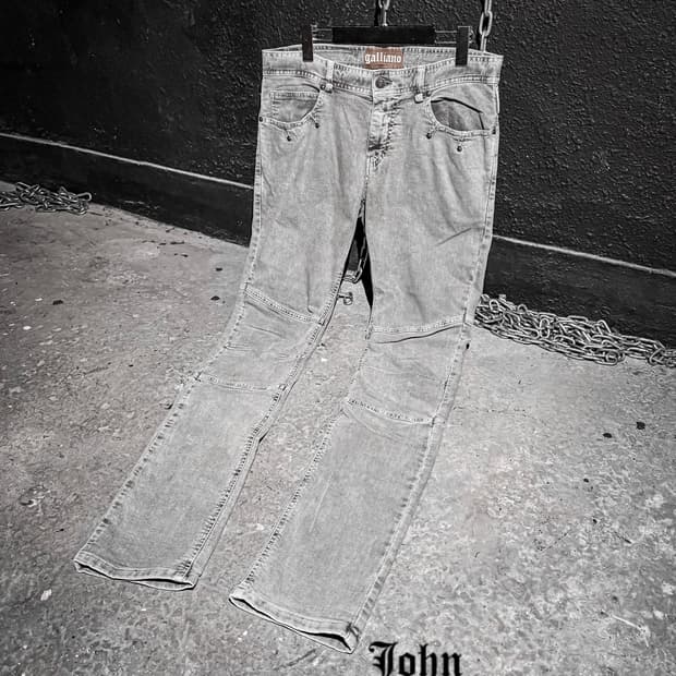 Galliano – Multi-Panel Faded Grey Denim 