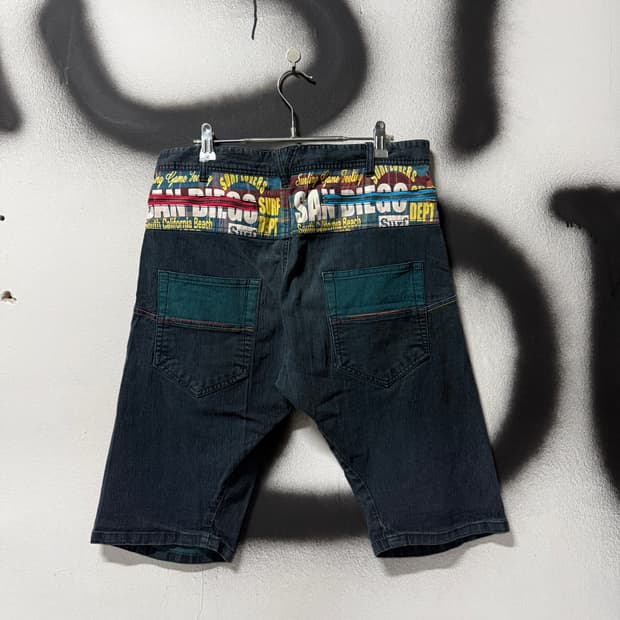 VTG 빈티지 Y2K 올드스쿨 패치워크 데님 쇼츠 팬츠
