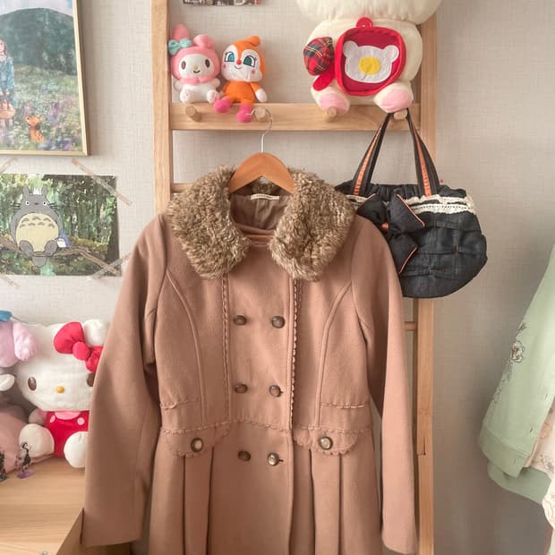 모리걸 빈티지 라떼갸루 엑시즈팜 퍼 코트 set 💗🤎 