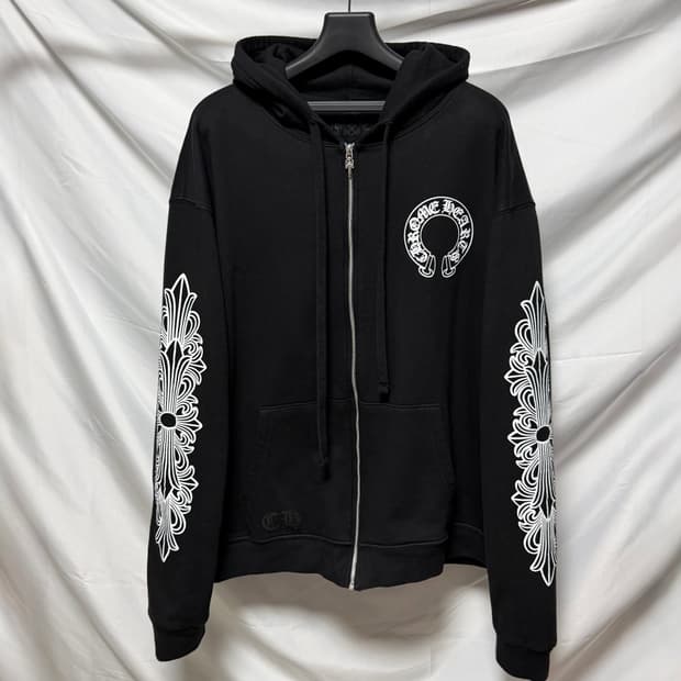 [S+급/XL] 크롬하츠 홀스슈 플로랄 헤비웨이트 후드집업