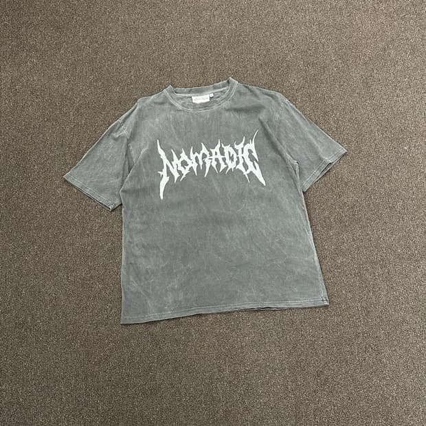 OS)Japanese vintage 레터링 로고 그레이 반팔