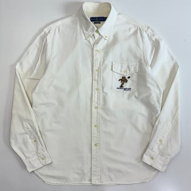 Polo 폴로 랄프로렌 신형 폴로베어 자수 포켓 화이트 옥스포드 셔츠
