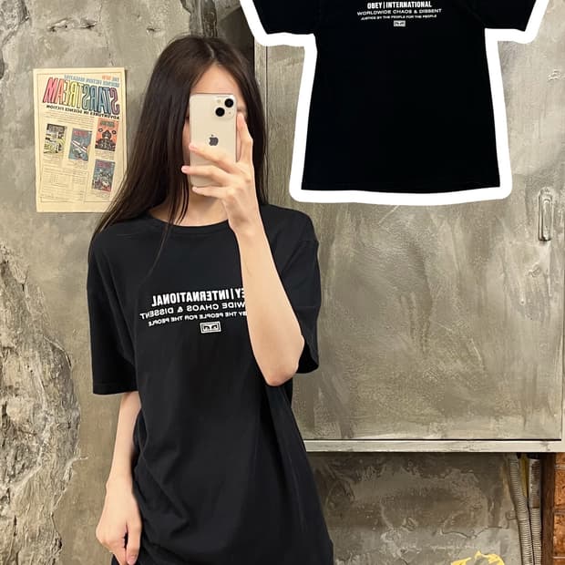 오베이 반팔티 블랙 M #csz454