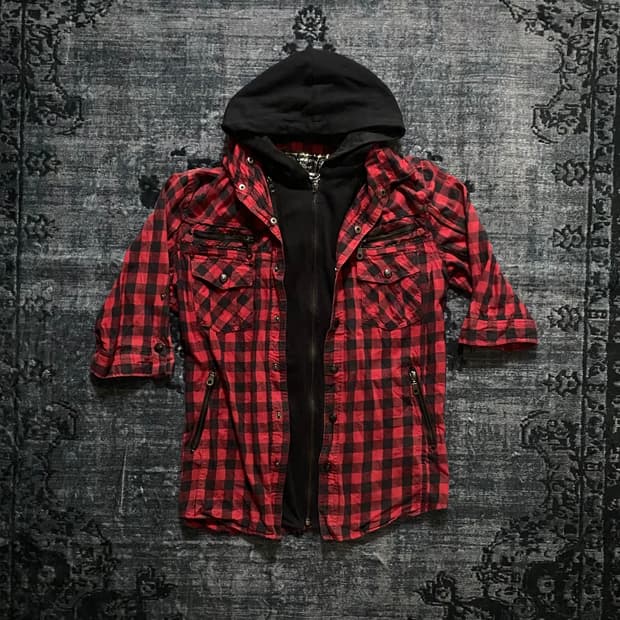 Check Hoodie Punk Jacket