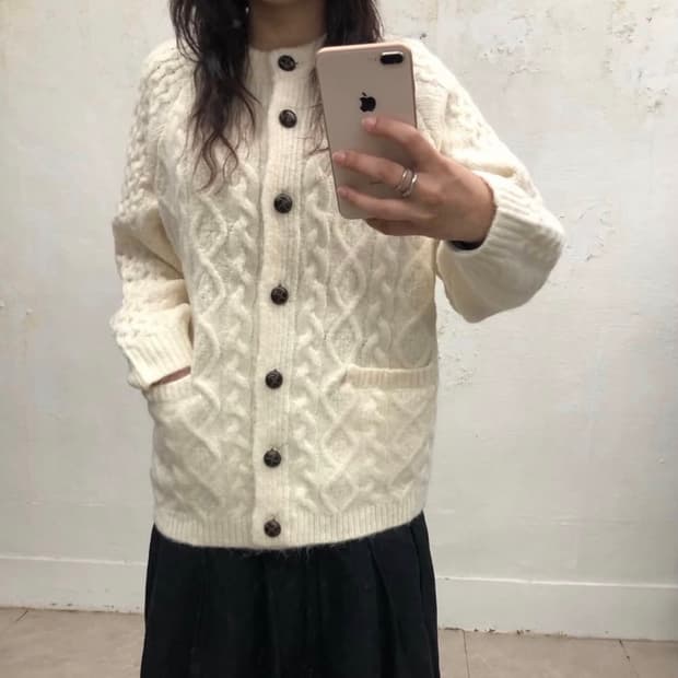 빈티지 피셔맨 아이보리 가디건