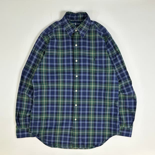 Polo 90s 빈티지 체크 오버핏 셔츠 S(95-100)