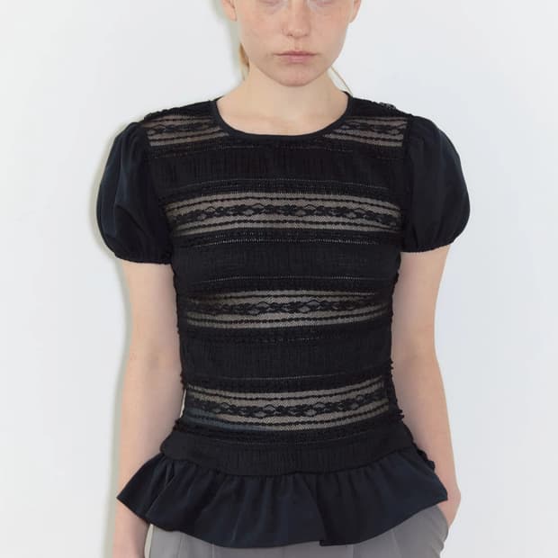 반택포) 시눈 레이스 티셔츠 lace mixed t-shirts