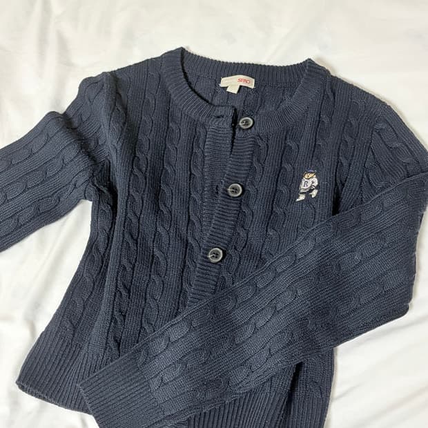 스파오 꽈배기 네이비 가디건