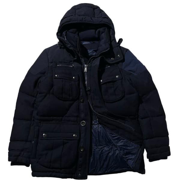 폴로 랄프로렌 울 퀼티드 유틸리티 다운 패딩 자켓 네이비