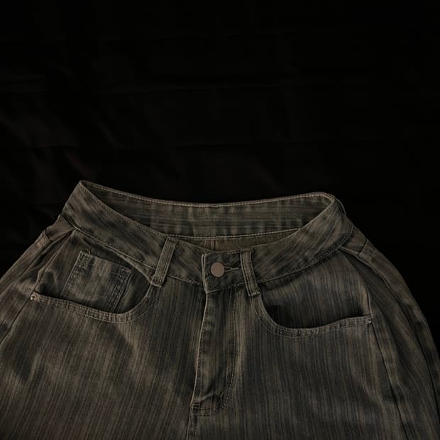 허얇골넓핏) 항아리핏 핀턱 데님 팬츠