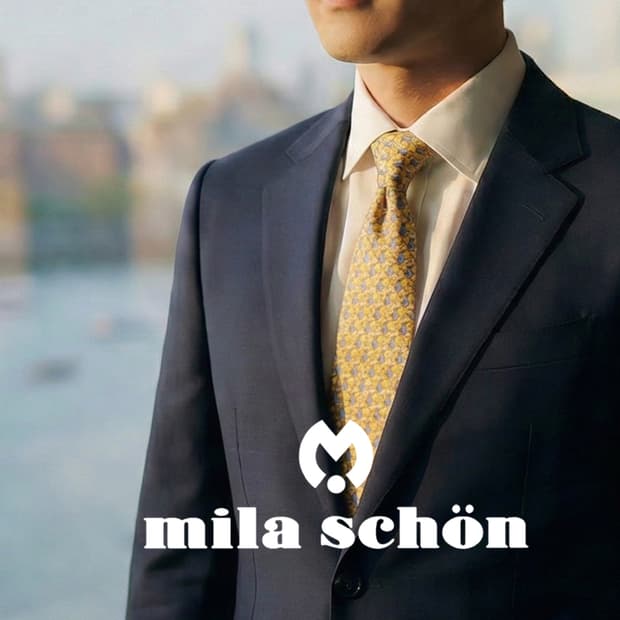밀라 숀 실크 옐로우 토끼 패턴 넥타이 8.2cm S~A+등급 E803