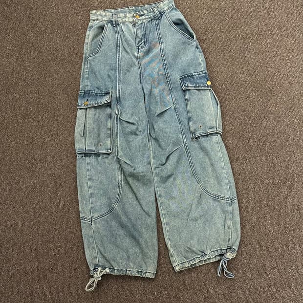 S)Japanese vintage 라이트 블루 유틸리티 카고 데님 팬츠