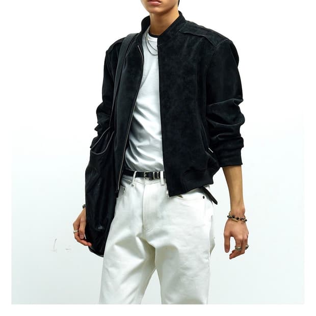 알렌느 벨루어 스탠드 카라 블루종 자켓 (26ss)