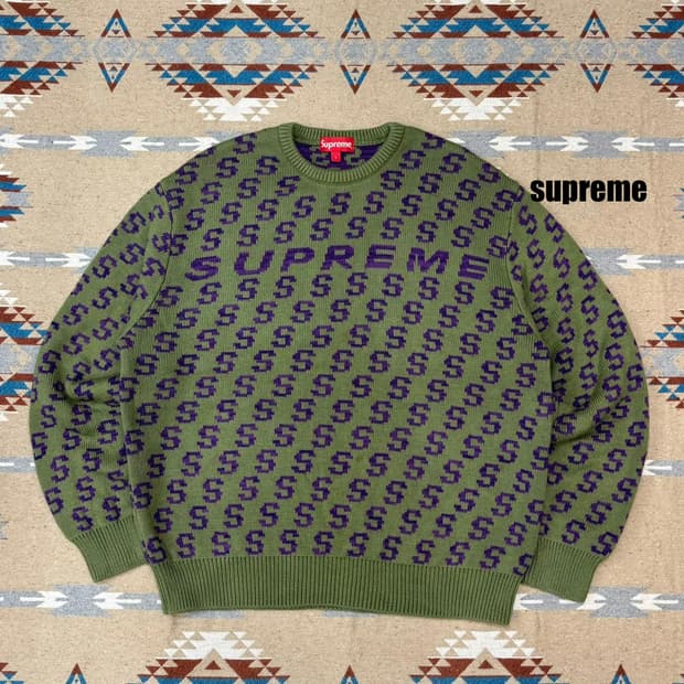 [L] 슈프림 S리핏 스웨터 올리브