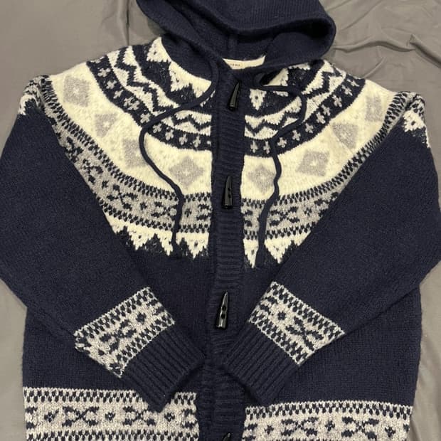 라퍼지스토어 자카드 니트 후드 네이비