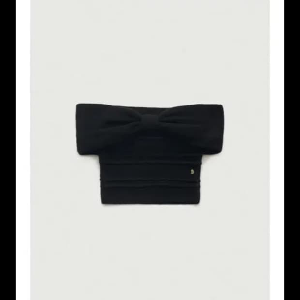 더 바넷 리본 오프숄더 니트 블랙 