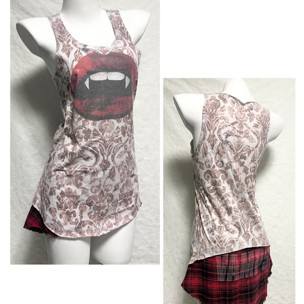 빈티지 펑크 트라이벌 레이어드 슬리브리스 탑