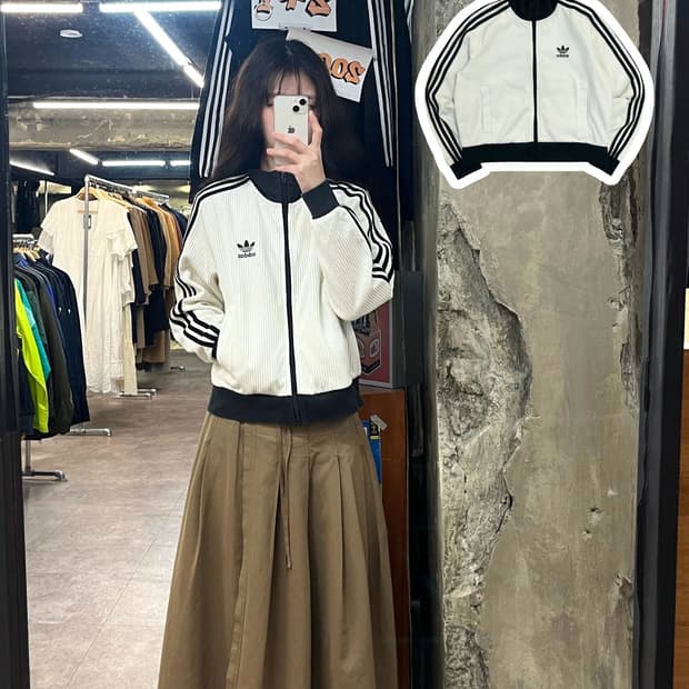 아디다스 니트 트랙탑 져지 화이트 S #csz3693