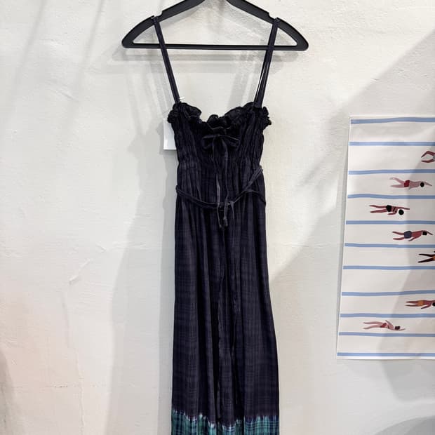japan vintage 스모크 나염 끈원피스