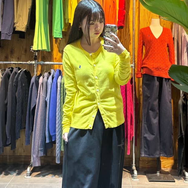 S 폴로랄프로렌 우먼스 옐로우 라운드 가디건