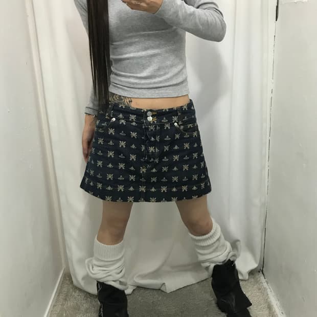 비비안 웨스트우드 레드라벨 패턴 데님 스커트