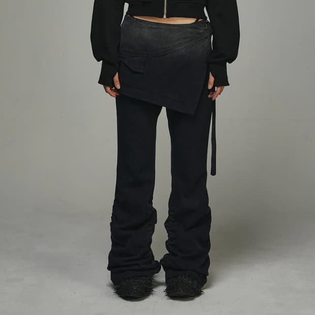 BLR Dyed Eyelet Belt Skirt Shirring Pant