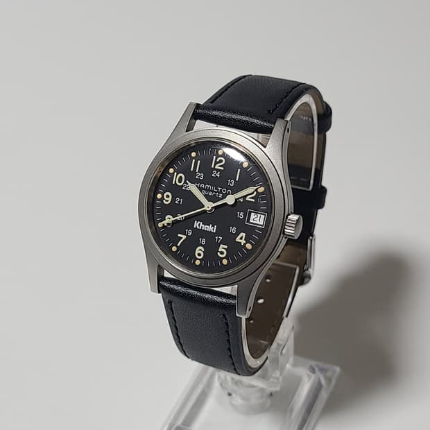 해밀턴 9797 카키필드 쿼츠 흰판 빈티지 시계