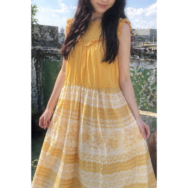노랑 패치 빈티지 원피스
