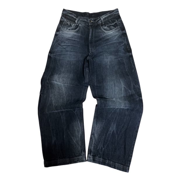 [BLR] 비엘알 크랙 워시드 와이드 데님팬츠 다크블루 S