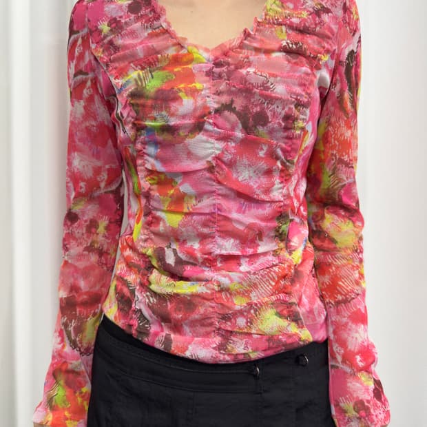 hiroko koshino printing blouse