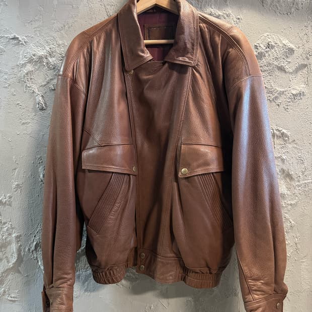 90년대 빈티지 사슴가죽 레더 워크 자켓 브라운 95