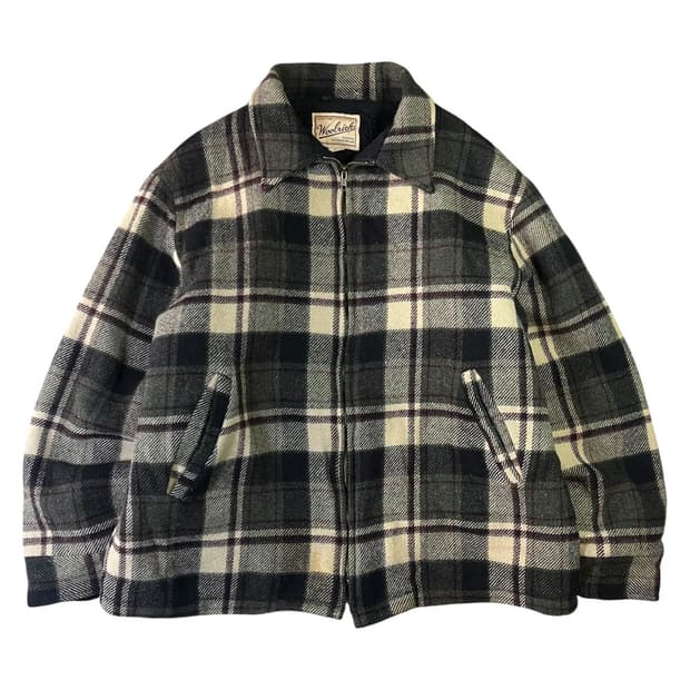 울리치 체크 울 블루종 자켓