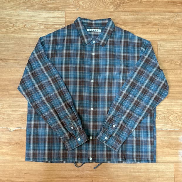 수아레 데일리 스트링 체크셔츠 인디블루 M