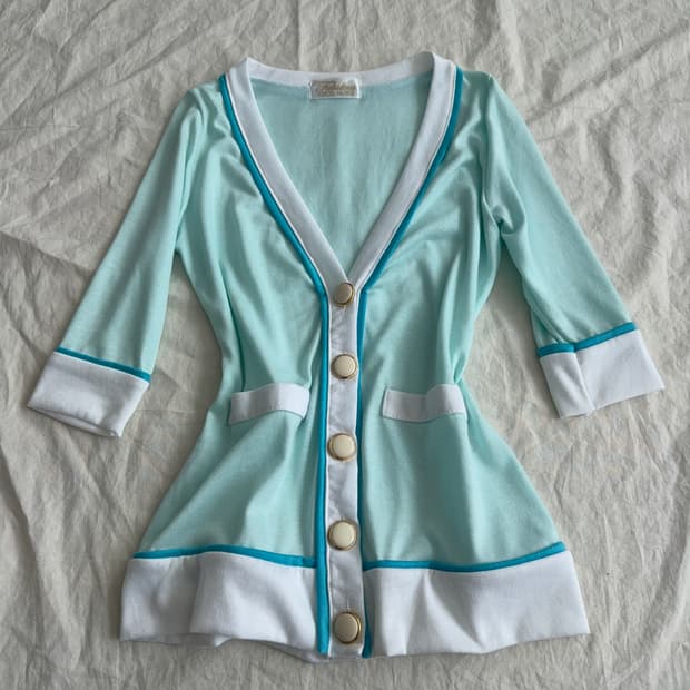 세실맥비 로걀 민트 7부 가디건
