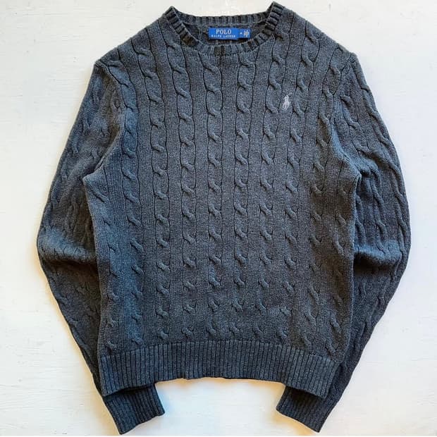 폴로랄프로렌 차콜 케이블 스웨터