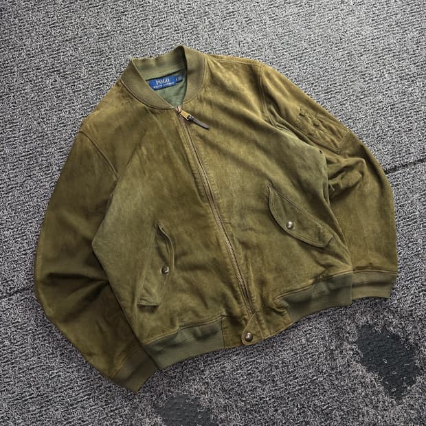 폴로 랄프로렌 신형 스웨이드 가죽 봄버 자켓 3472