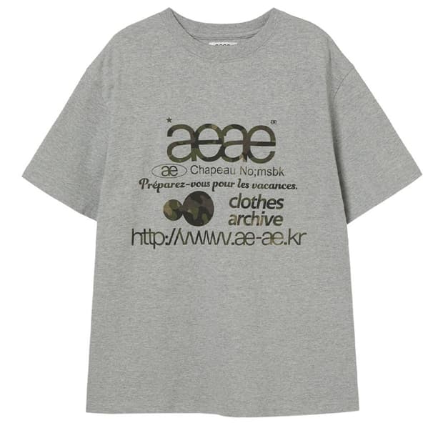 에이이에이이 웹 로고 티셔츠 멜란지 그레이 & 카모