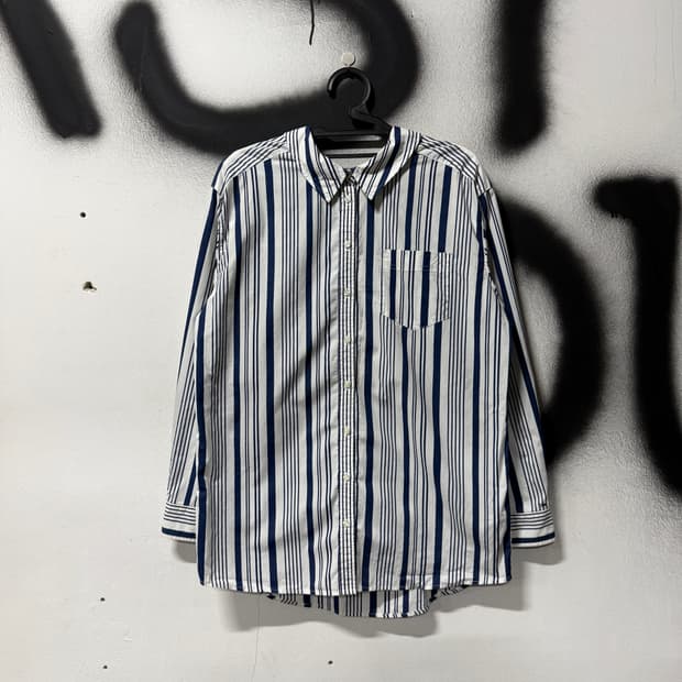 타미힐피거 오버핏 스트라이프 원 포켓 긴팔 셔츠